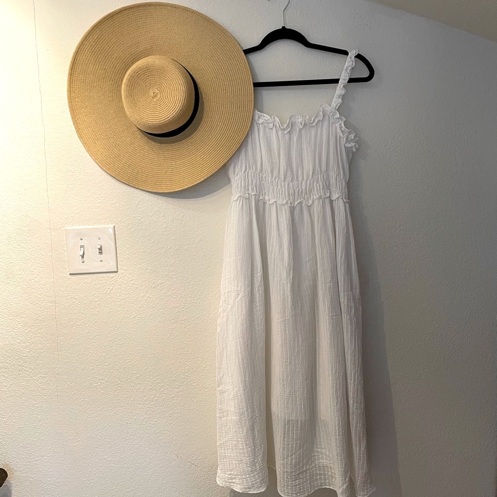 GLAM white cotton sundress with white underlining